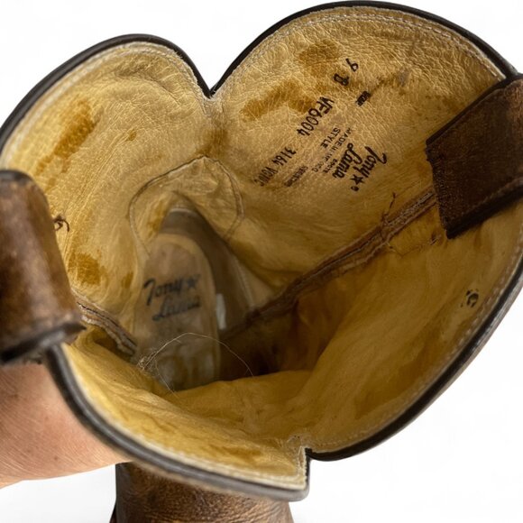 Tony Lama Brown Leather Western Cowboy Cowgirl Boots Women's 9 B - Picture 9 of 13